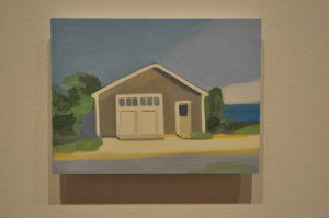 A painting of a house, created by artist Maureen Gallace.