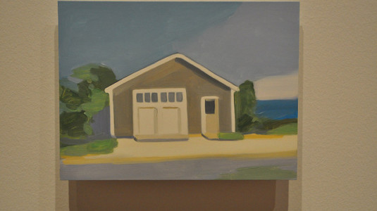 A painting of a house, created by artist Maureen Gallace.