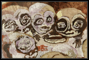 A painting of three ghostly figures by Eugène Gabritschevsky.