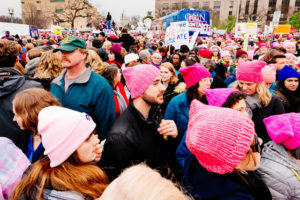 A photo of an enormous crowd of people taken from the Women's March on Washington.